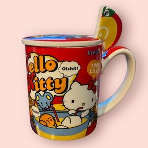 Hello Kitty Stoneware Coffee /Tea Mug With Lid And Spoon